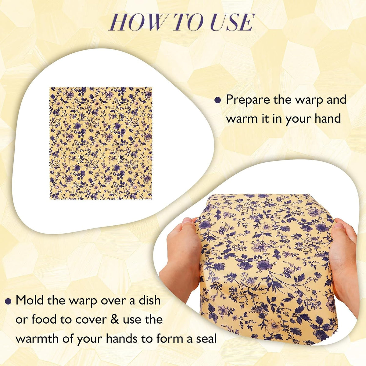2L & 1XL Reusable Beeswax Wraps for Food, Reusable Beeswax Food Wraps for Bread, Cheese, Fruits, Zero Waste, Plastic-Free Storage, Natural Cotton with Plaid, Floral & Bee Patterns