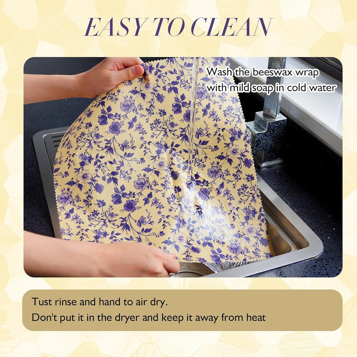 2L & 1XL Reusable Beeswax Wraps for Food, Reusable Beeswax Food Wraps for Bread, Cheese, Fruits, Zero Waste, Plastic-Free Storage, Natural Cotton with Plaid, Floral & Bee Patterns