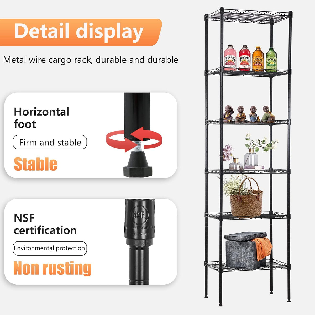 5-Tier Wire Shelf | 36" x 14" x 72" | Chrome