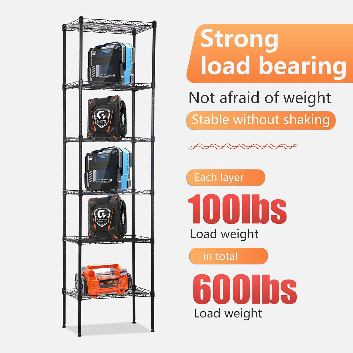 5-Tier Wire Shelf | 36" x 14" x 72" | Chrome