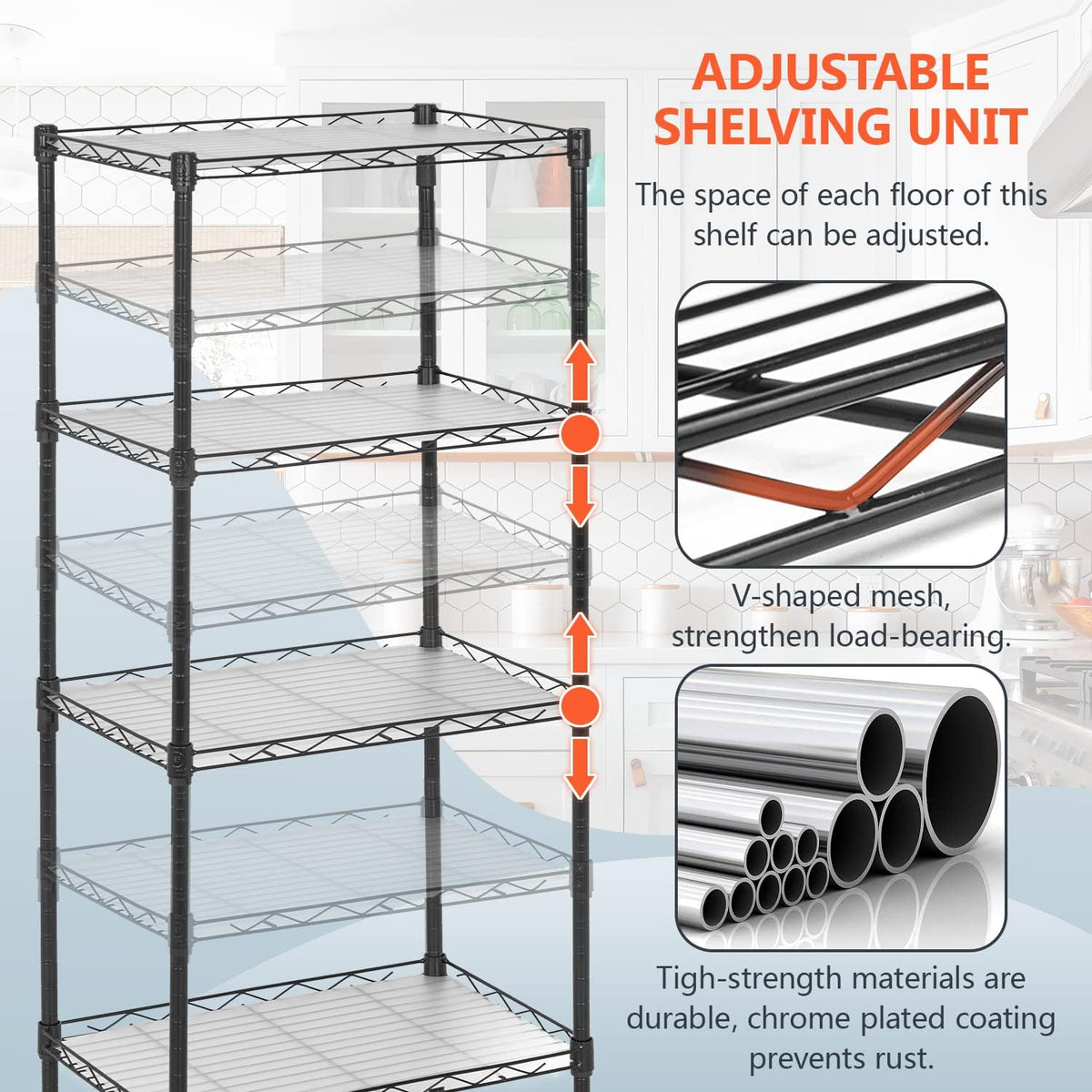 5-Tier Wire Shelf | 36" x 14" x 72" | Chrome
