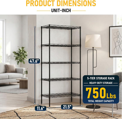 5-Tier Wire Shelf | 36" x 14" x 72" | Chrome
