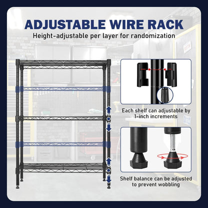 5-Tier Wire Shelf | 36" x 14" x 72" | Chrome