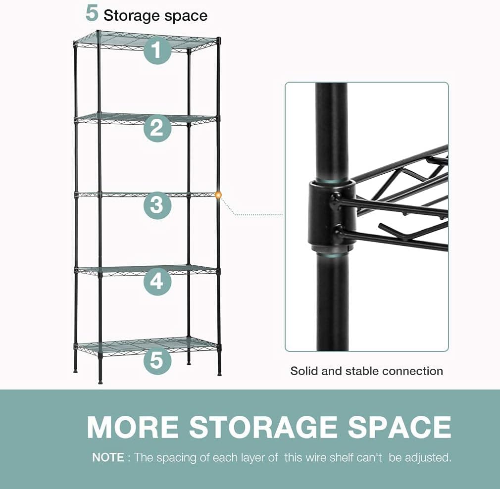 5-Tier Wire Shelf | 36" x 14" x 72" | Chrome