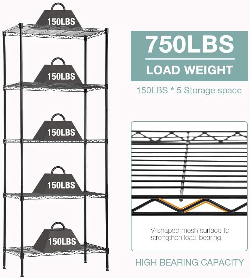 5-Tier Wire Shelf | 36" x 14" x 72" | Chrome