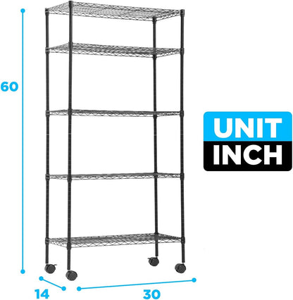 5-Tier Wire Shelf | 36" x 14" x 72" | Chrome
