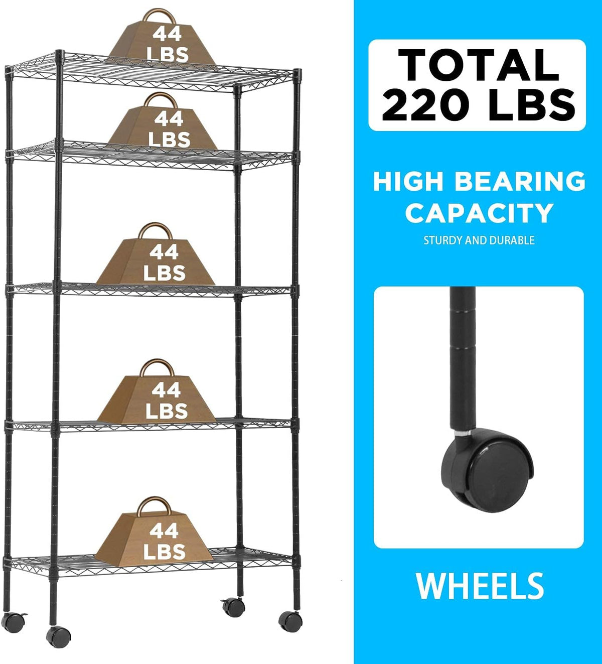 5-Tier Wire Shelf | 36" x 14" x 72" | Chrome