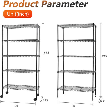 5-Tier Wire Shelf | 36" x 14" x 72" | Chrome