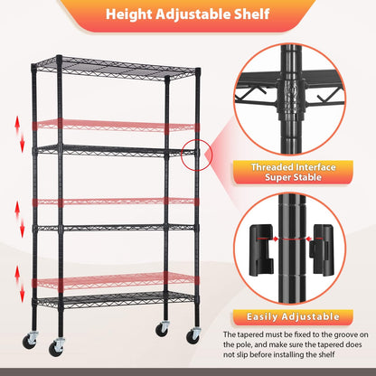 5-Tier Wire Shelf | 36" x 14" x 72" | Chrome