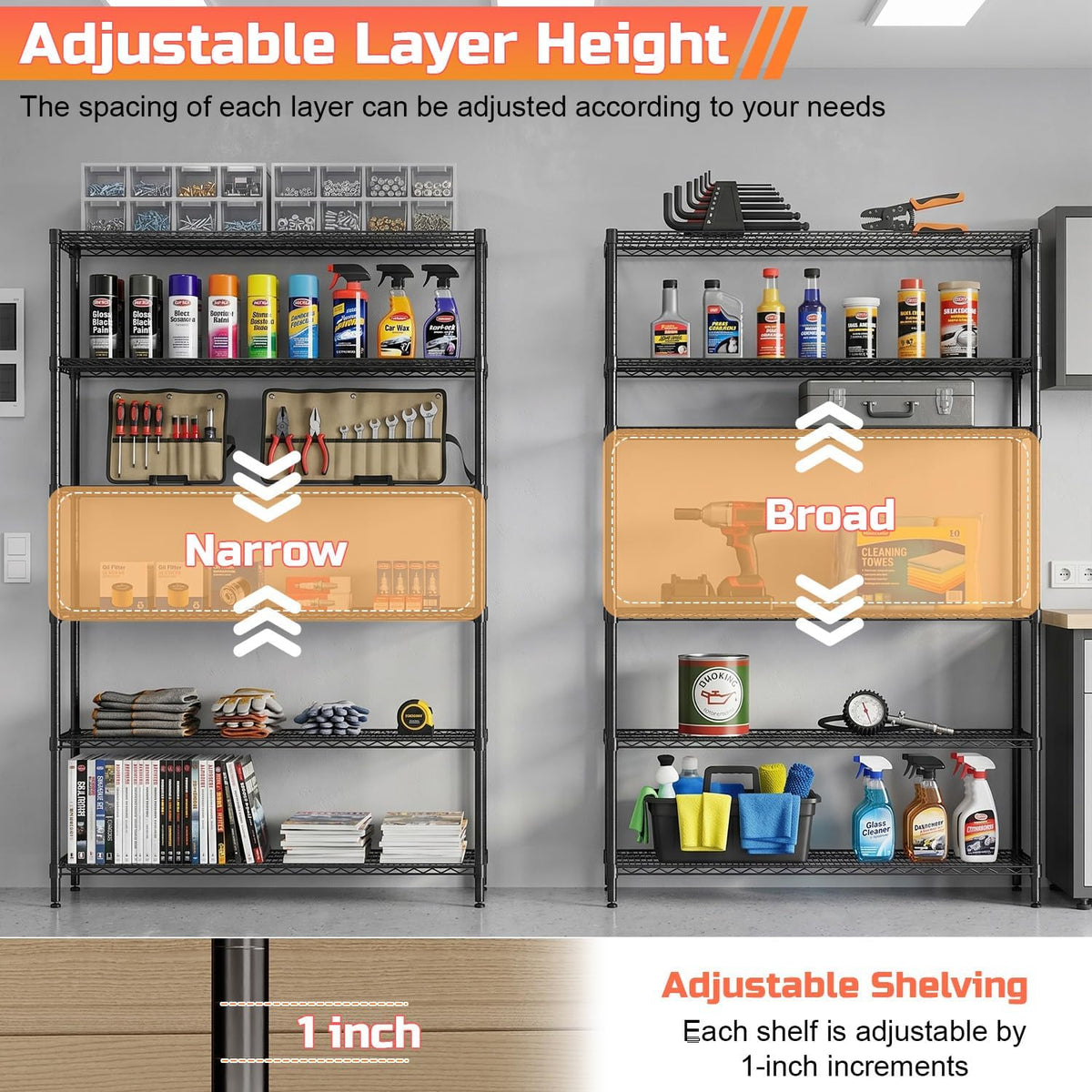 5-Tier Wire Shelf | 36" x 14" x 72" | Chrome