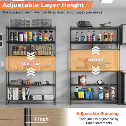 5-Tier Wire Shelf | 36" x 14" x 72" | Chrome