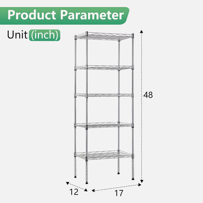 5-Tier Wire Shelf | 36" x 14" x 72" | Chrome