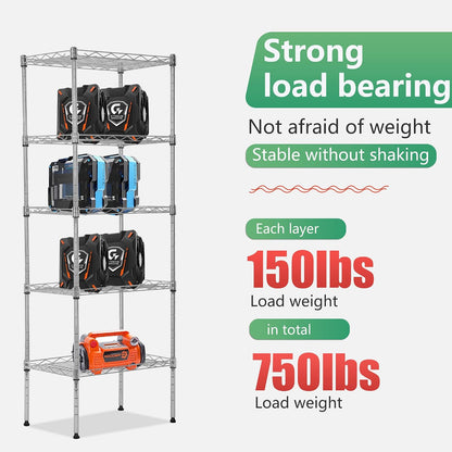 5-Tier Wire Shelf | 36" x 14" x 72" | Chrome