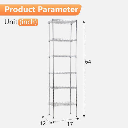 5-Tier Wire Shelf | 36" x 14" x 72" | Chrome