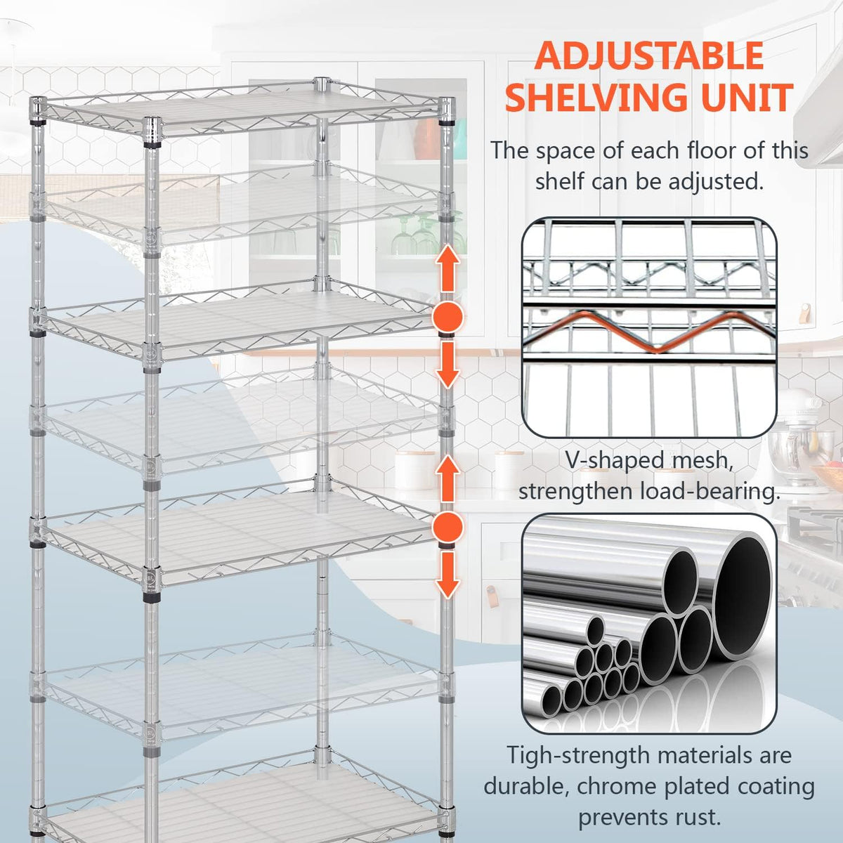 5-Tier Wire Shelf | 36" x 14" x 72" | Chrome