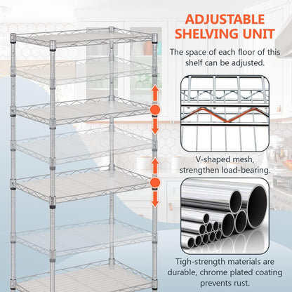 5-Tier Wire Shelf | 36" x 14" x 72" | Chrome