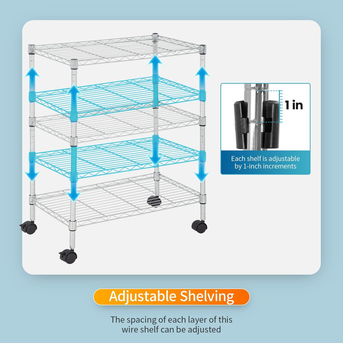 5-Tier Wire Shelf | 36" x 14" x 72" | Chrome
