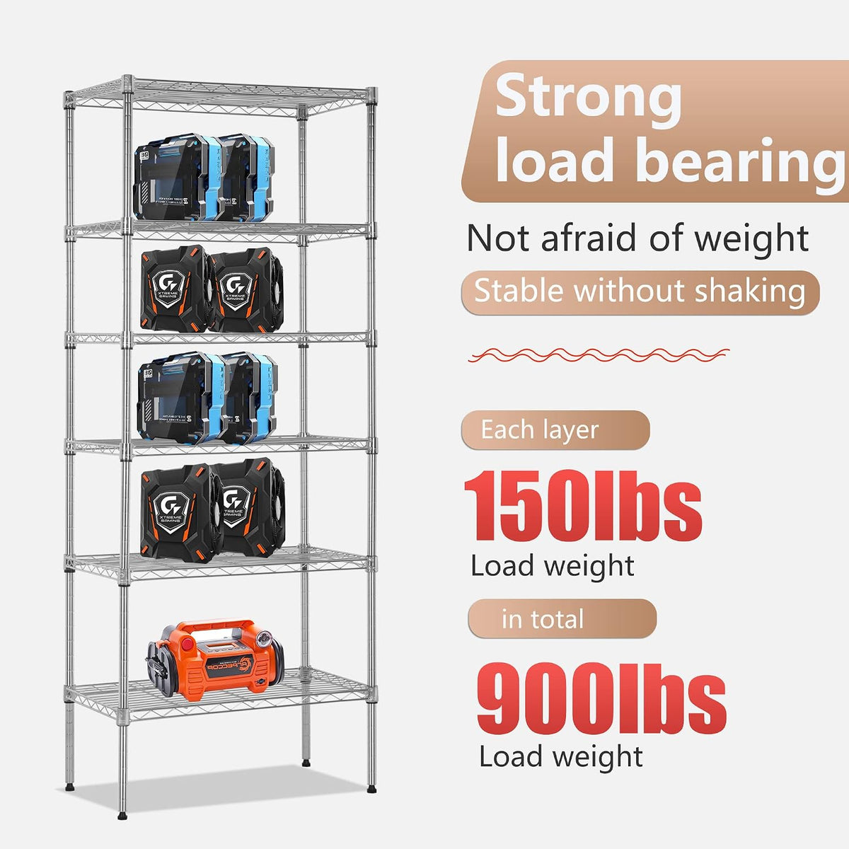 5-Tier Wire Shelf | 36" x 14" x 72" | Chrome