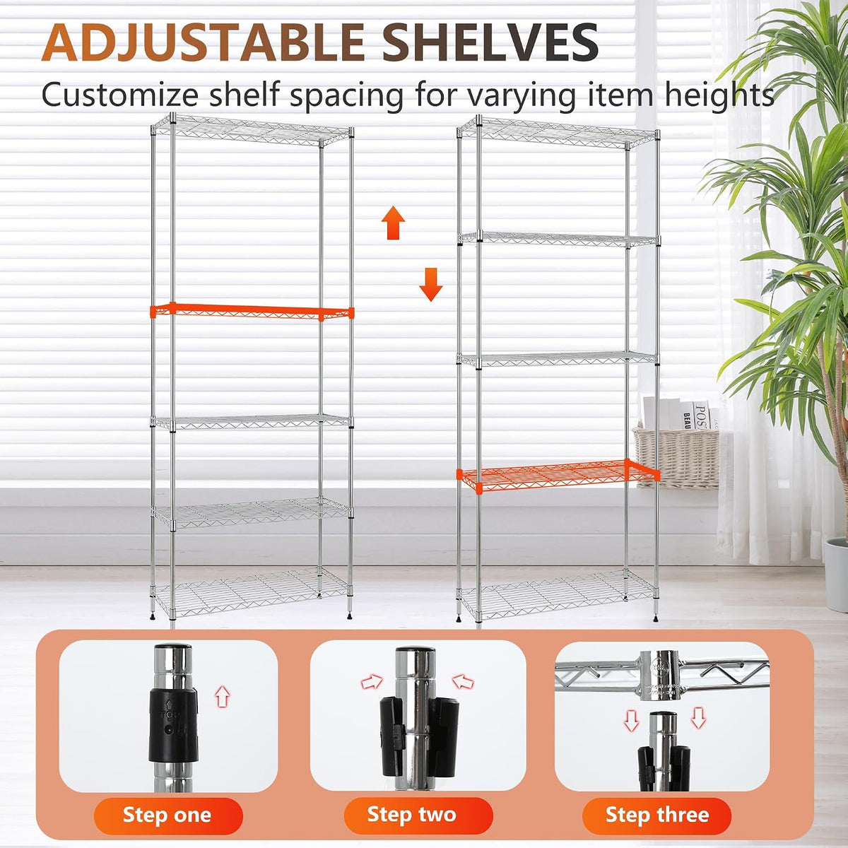 5-Tier Wire Shelf | 36" x 14" x 72" | Chrome