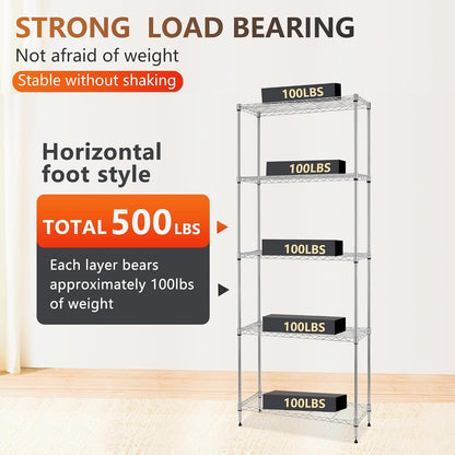 5-Tier Wire Shelf | 36" x 14" x 72" | Chrome