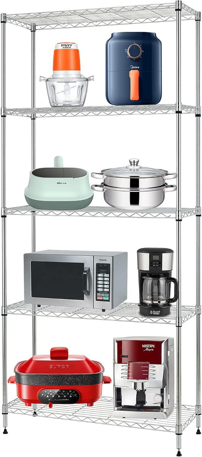 5-Tier Wire Shelf | 36" x 14" x 72" | Chrome