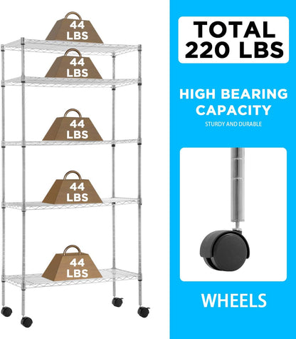 5-Tier Wire Shelf | 36" x 14" x 72" | Chrome