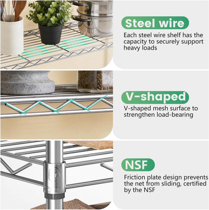 5-Tier Wire Shelf | 36" x 14" x 72" | Chrome