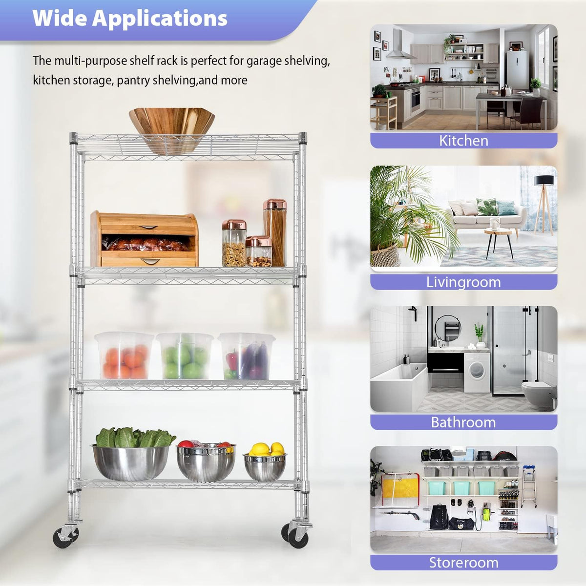 5-Tier Wire Shelf | 36" x 14" x 72" | Chrome