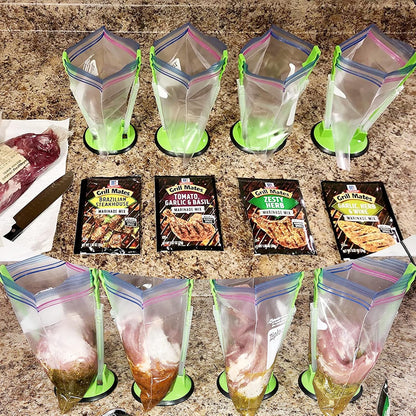 Baggy Rack Holder for Food Prep Bag/Plastic Freezer Bag/Ziplock Bag Holder Stand, Meal Planning/prep Bag Holders,8 Pack