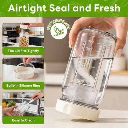 9Pack Salad Jar with Lids Meal Prep，32oz Large Salad Jars with 2 Build in Dressing Cup Meal Prep Containers, Salad Lunch Container for Office Gym On the go
