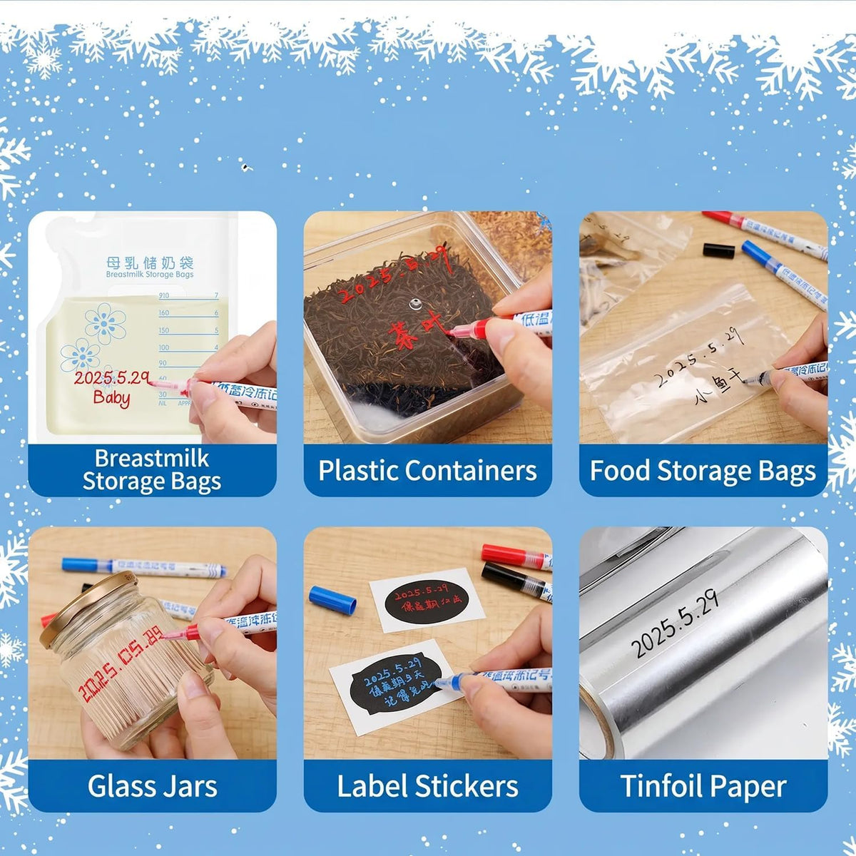 Refrigerator Marker Pen Freezer Marker with Oil Based Inks That Stays Clear in Frosty and Humid Environments Cold