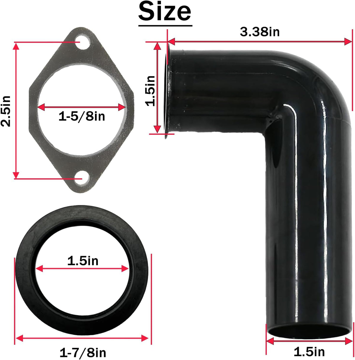 Garbage Disposal Drain Elbow Replacement Kit,Garbage Disposal Drain And Gasket Kit for Waste King,with 1.5" Elbow, Flange, Gasket, and Two Screws