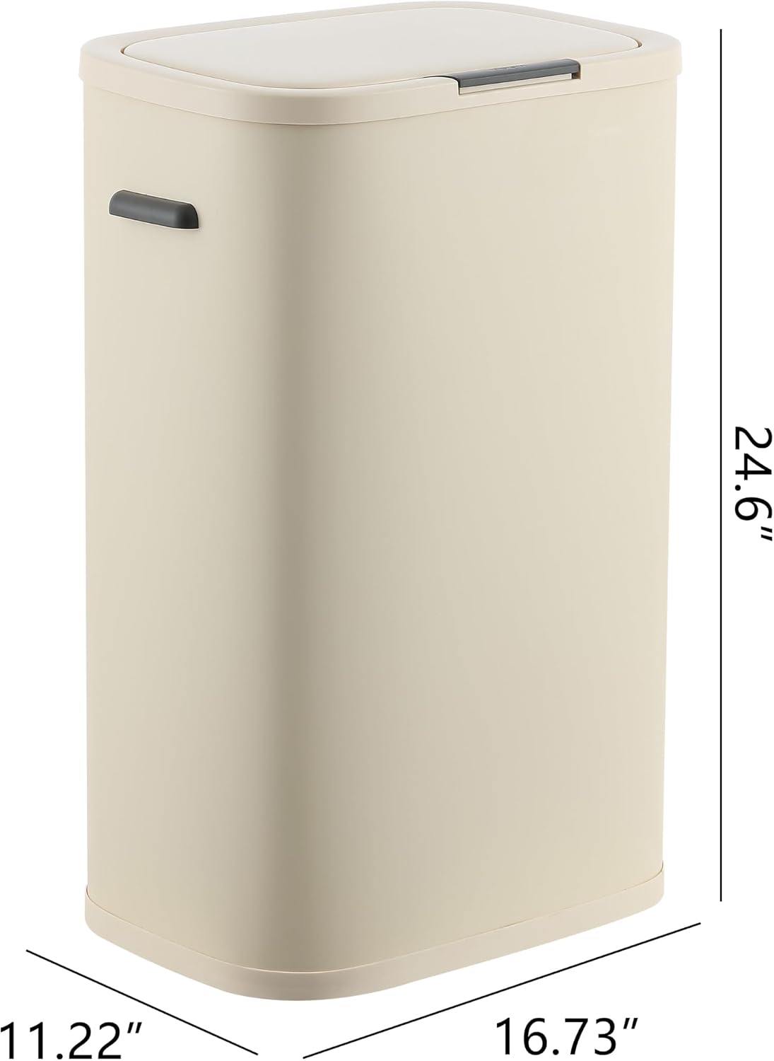 Tammi 14.5 Gal Slim Push Button Trash Can, Limestone Beige