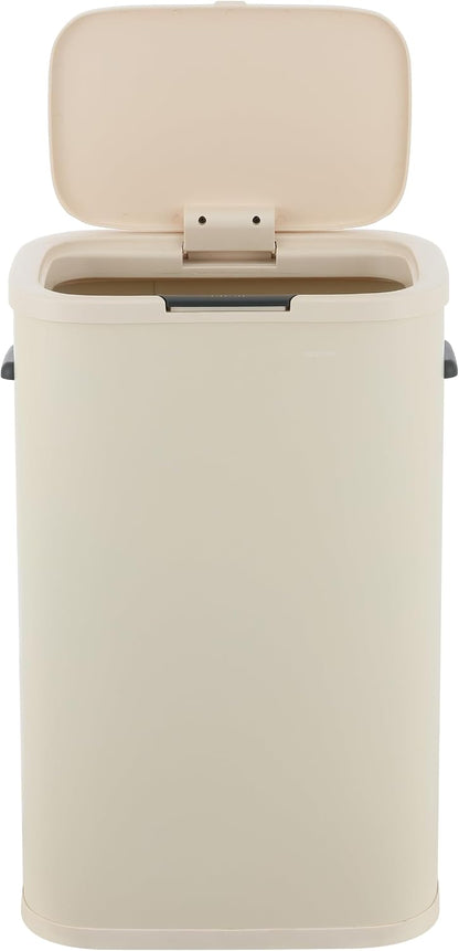 Tammi 14.5 Gal Slim Push Button Trash Can, Limestone Beige