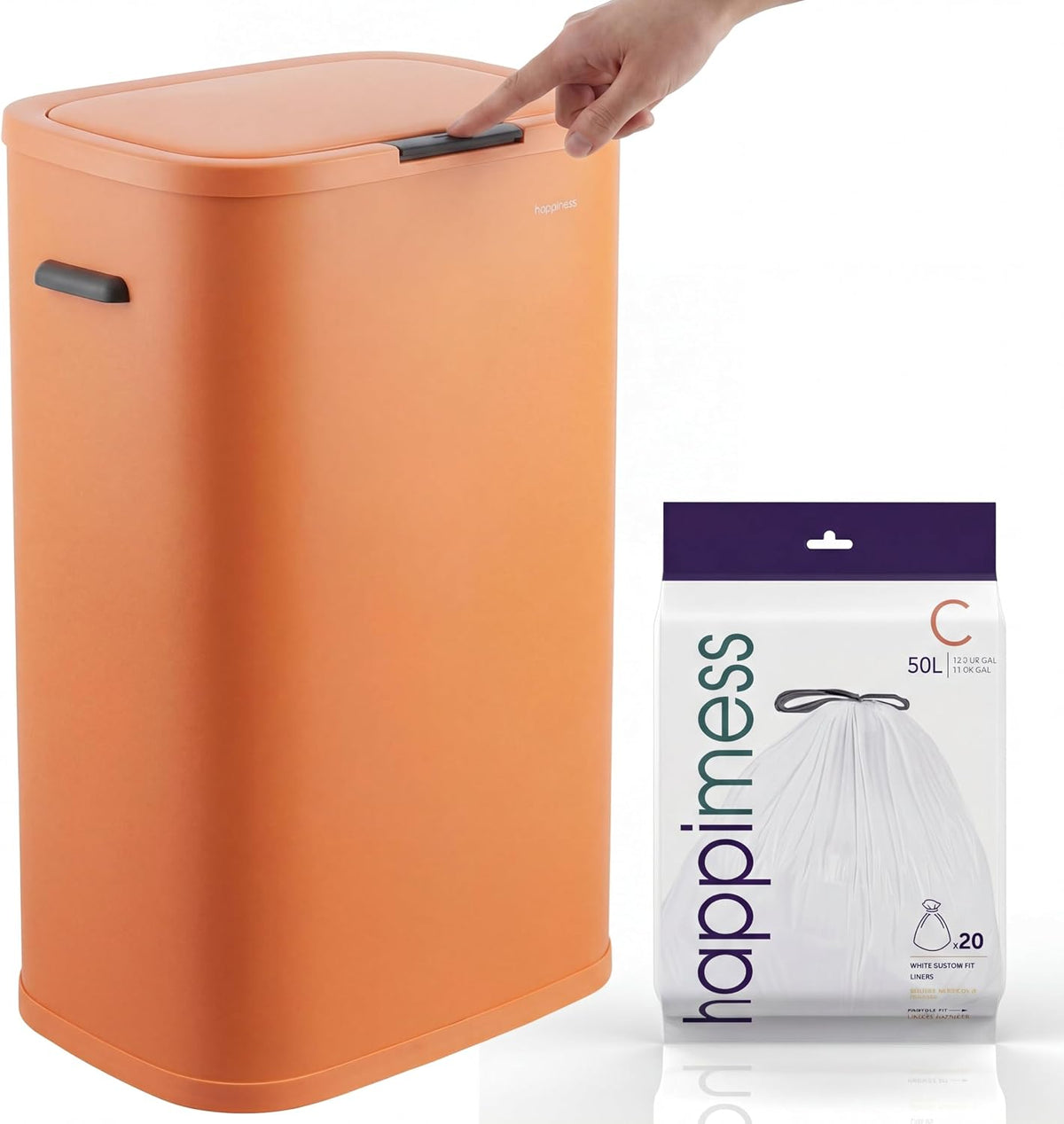 Tammi 14.5 Gal Slim Push Button Trash Can, Limestone Beige
