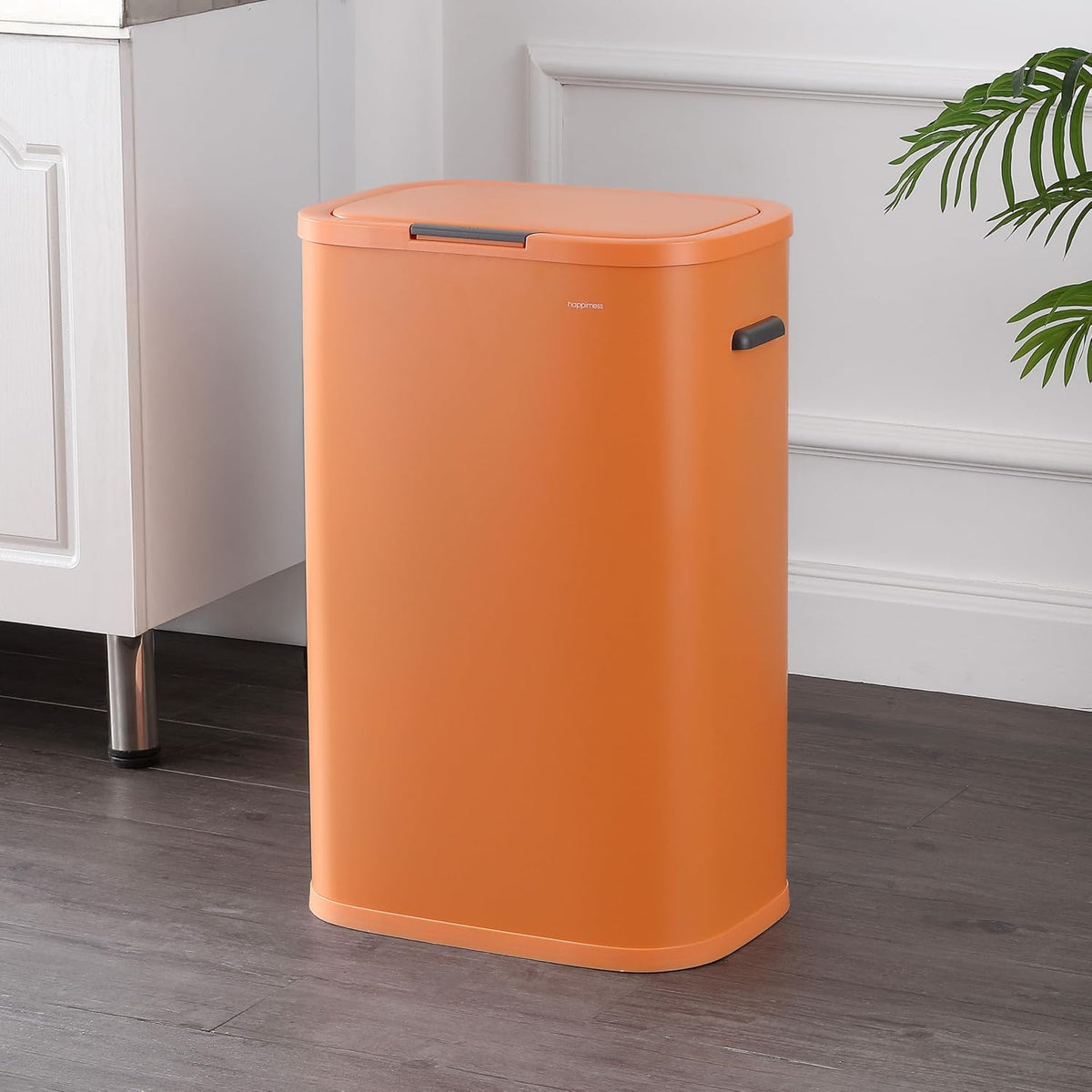Tammi 14.5 Gal Slim Push Button Trash Can, Limestone Beige