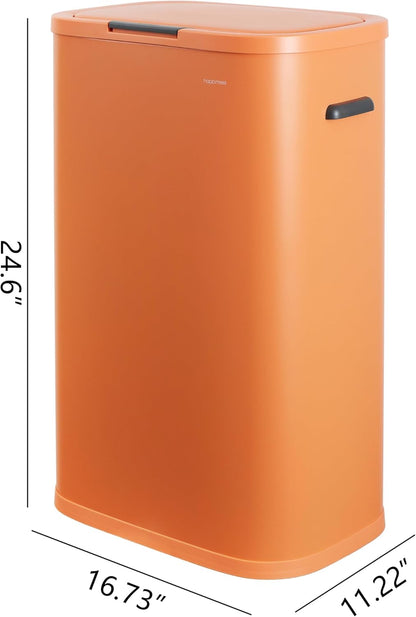 Tammi 14.5 Gal Slim Push Button Trash Can, Limestone Beige