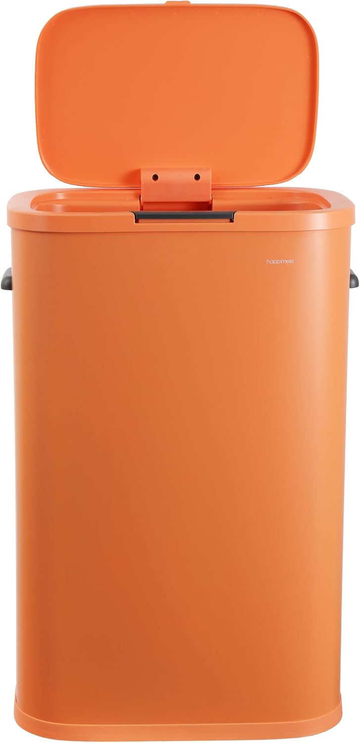 Tammi 14.5 Gal Slim Push Button Trash Can, Limestone Beige