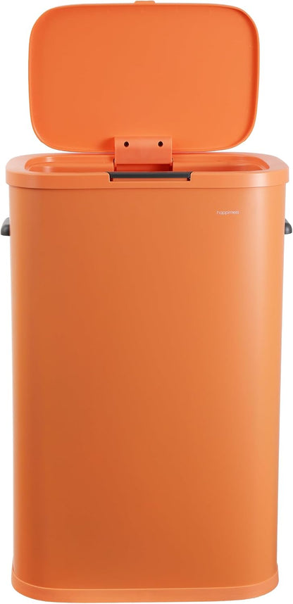 Tammi 14.5 Gal Slim Push Button Trash Can, Limestone Beige