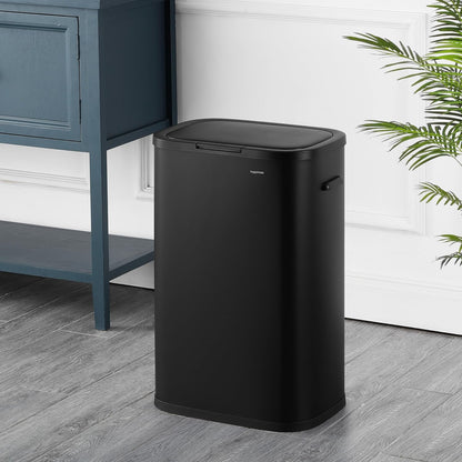 Tammi 14.5 Gal Slim Push Button Trash Can, Limestone Beige