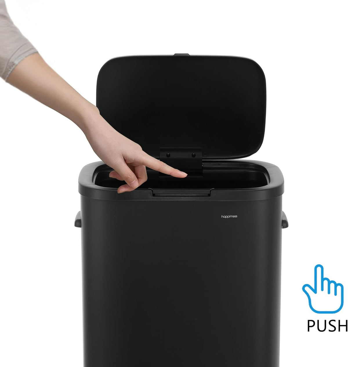 Tammi 14.5 Gal Slim Push Button Trash Can, Limestone Beige
