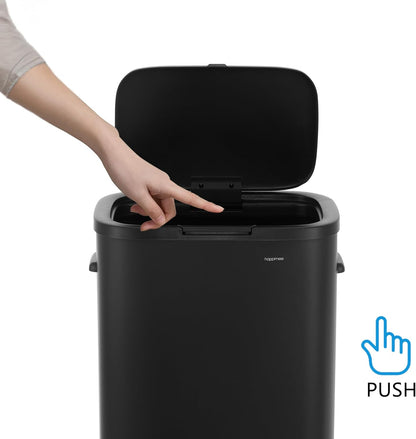 Tammi 14.5 Gal Slim Push Button Trash Can, Limestone Beige