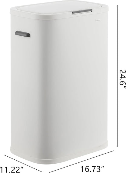 Tammi 14.5 Gal Slim Push Button Trash Can, Limestone Beige