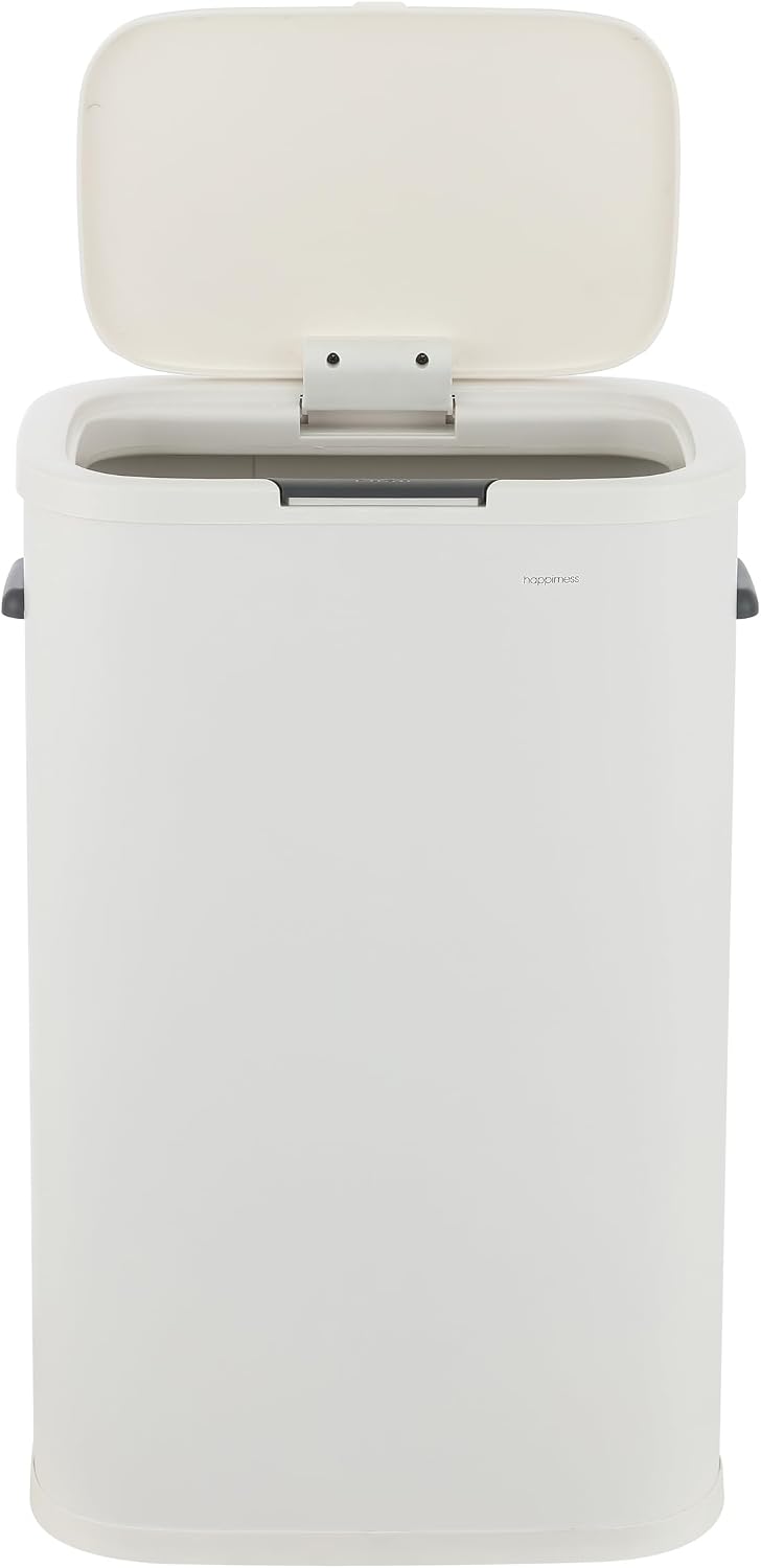 Tammi 14.5 Gal Slim Push Button Trash Can, Limestone Beige