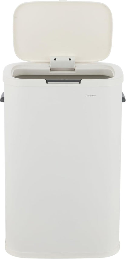 Tammi 14.5 Gal Slim Push Button Trash Can, Limestone Beige