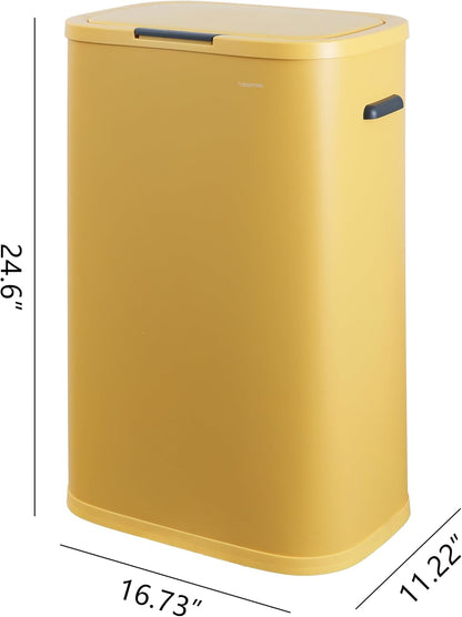 Tammi 14.5 Gal Slim Push Button Trash Can, Limestone Beige