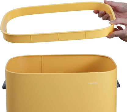Tammi 14.5 Gal Slim Push Button Trash Can, Limestone Beige