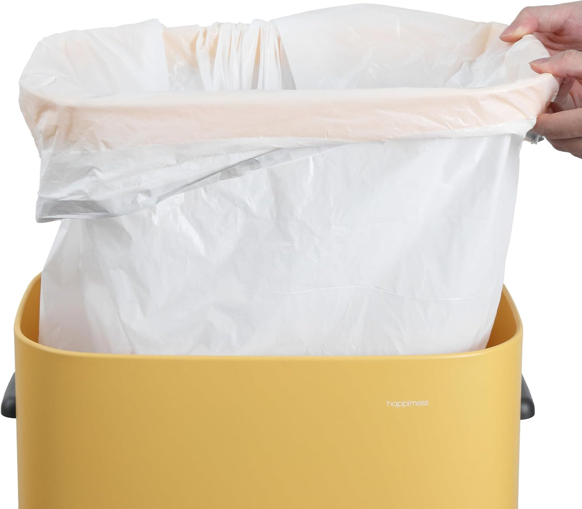 Tammi 14.5 Gal Slim Push Button Trash Can, Limestone Beige