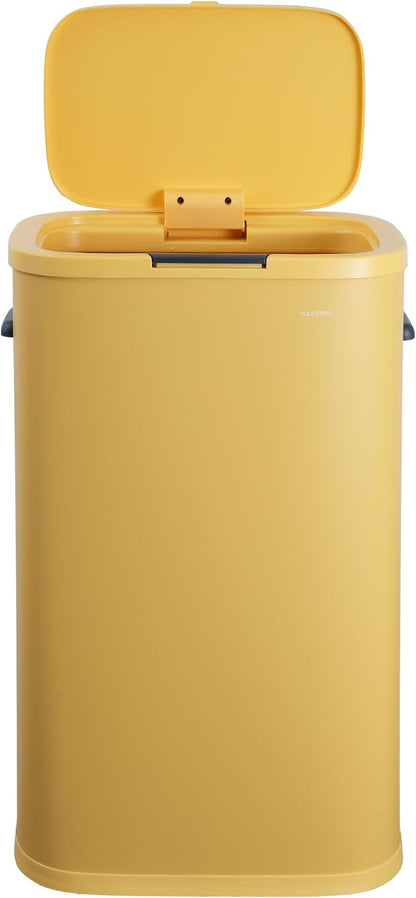 Tammi 14.5 Gal Slim Push Button Trash Can, Limestone Beige
