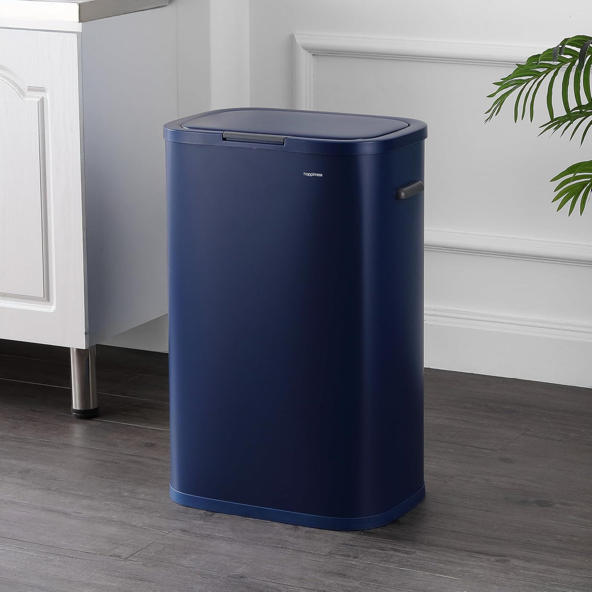 Tammi 14.5 Gal Slim Push Button Trash Can, Limestone Beige